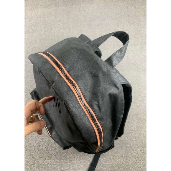 Herschel Backpack Unisex Black Pink Logo Patch Pocket Multi Pocket Zip Closure - Picture 6 of 10